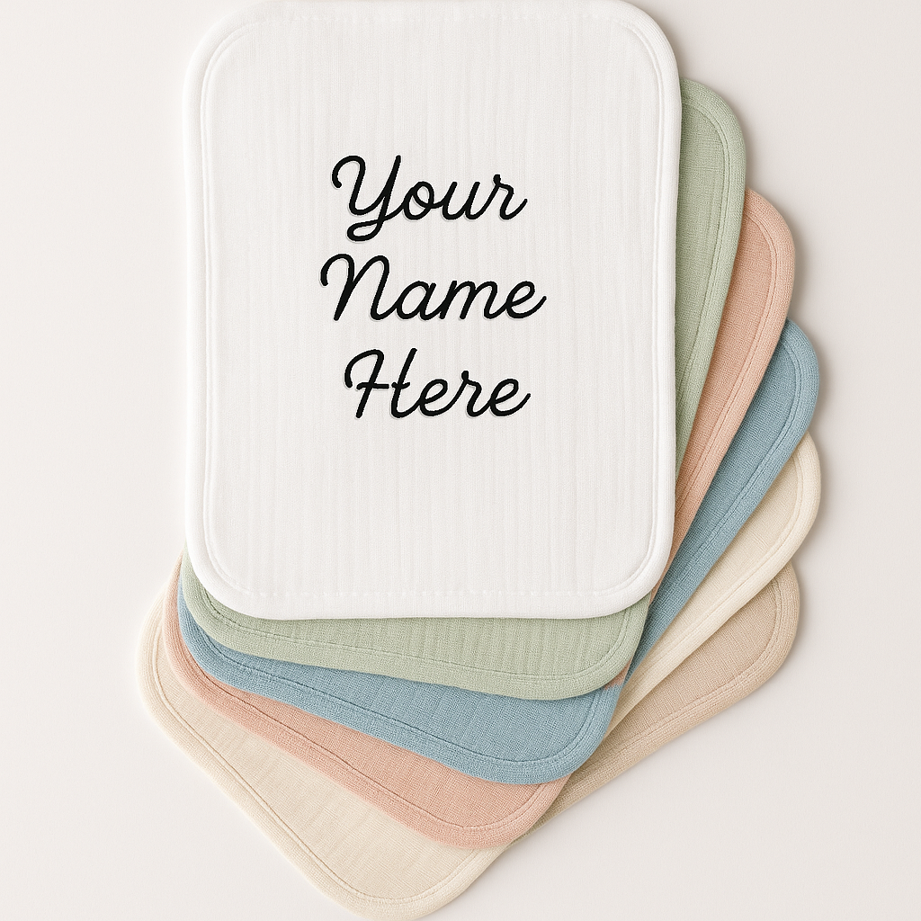 Personalized Baby Name Burp Cloth – Custom Printed Cotton Cloth for Newborns & Baby Showers