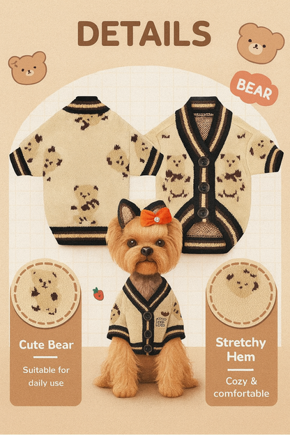 Custom Knitted Bear Cardigan for Dogs