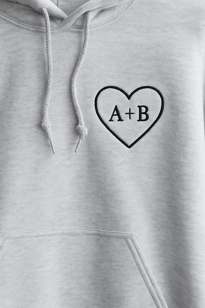 Couple Initials in Heart Hoodie