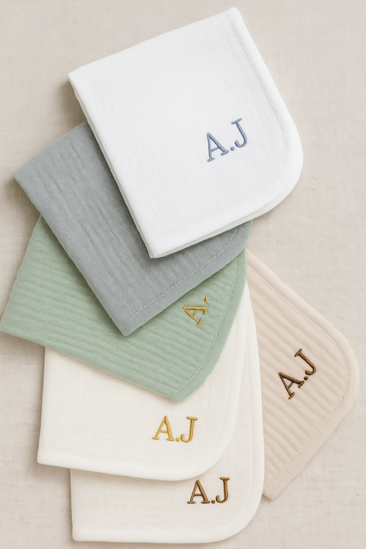 Personalized Baby Initials Burp Cloth – Custom Printed Cotton Cloth – Baby Shower Gift