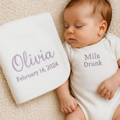 Baby Name + Date Blanket