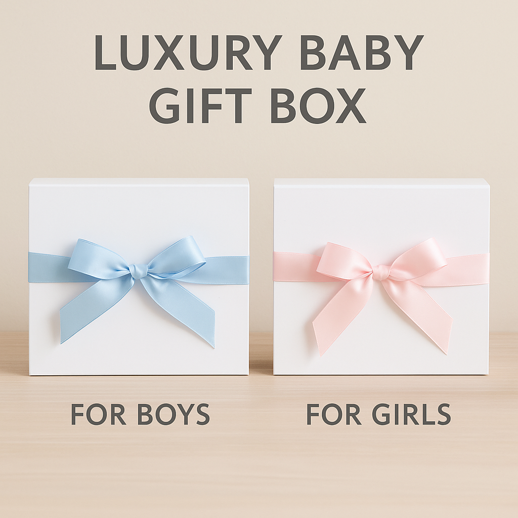 Luxury Baby Boy Gift Box – Personalized Bodysuit, Bib, Hoodie, Towel & Blanket Options