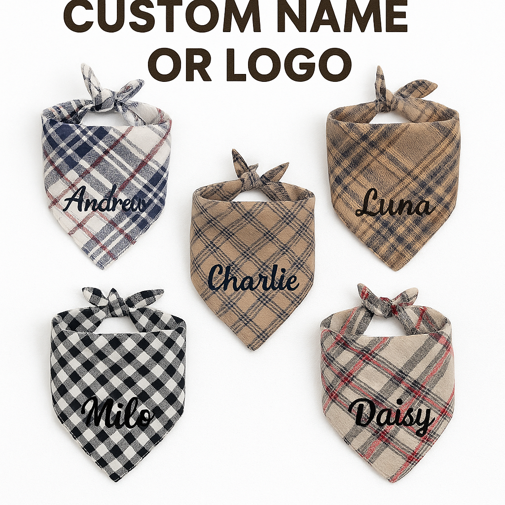 Plaid Dog Bandana Set (5-Pack)