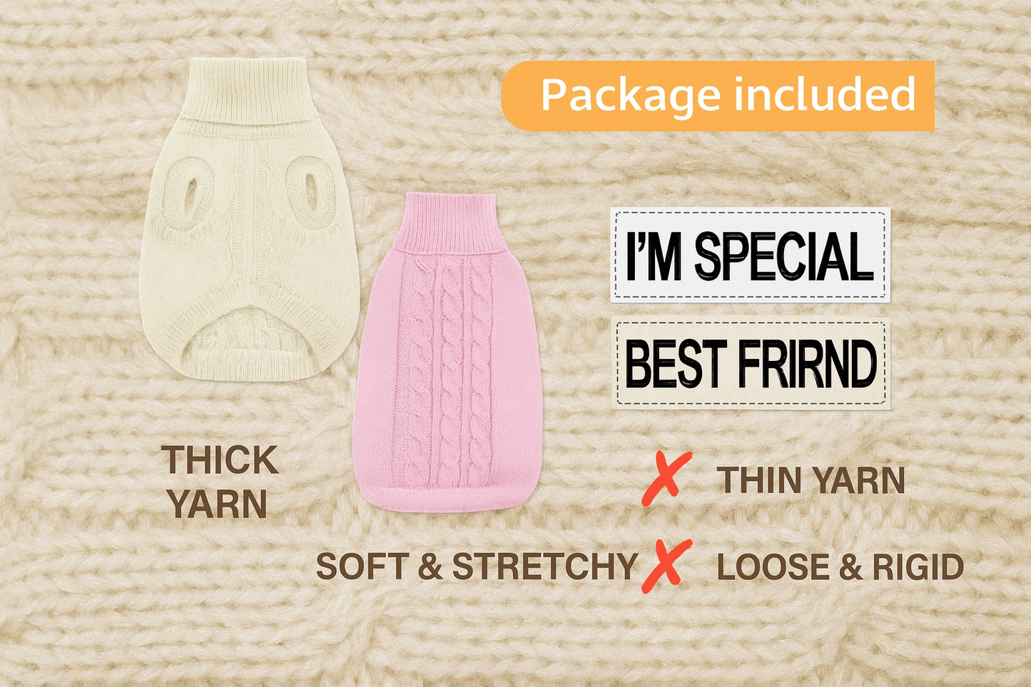 Aesthetic Knit Dog Sweater set