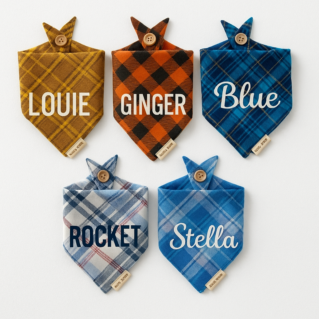 Plaid Dog Bandana Set (5-Pack)