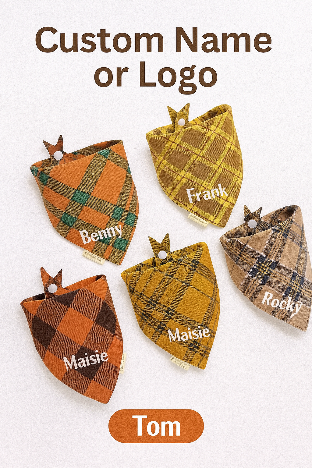 Plaid Dog Bandana Set (5-Pack)