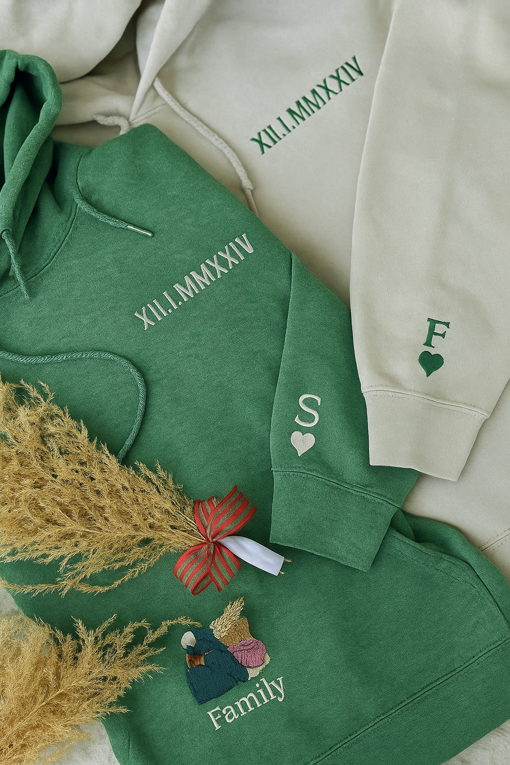 Personalized Roman Numeral  Hoodie – Couple Gift with Date & Initials Embroidery